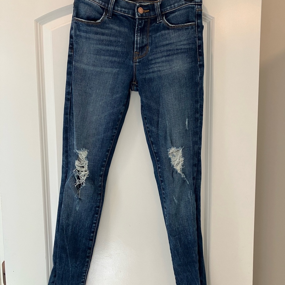 Distressed Blue Denim Jeans